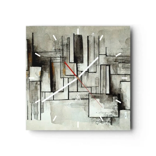 Horloge murale - Pendule murale - Rectangles abstraits dans les tons de gris et de noir - 30x30cm - Le pouvoir de la simplicité - Décoration murale moderne pour le salon et la chambre ARTTOR