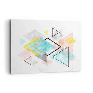 Impression sur toile - Image sur toile - Motifs géométriques colorés sur fond blanc - 120x80cm - Géométrie facile - Décoration murale moderne pour le salon et la chambre ARTTOR
