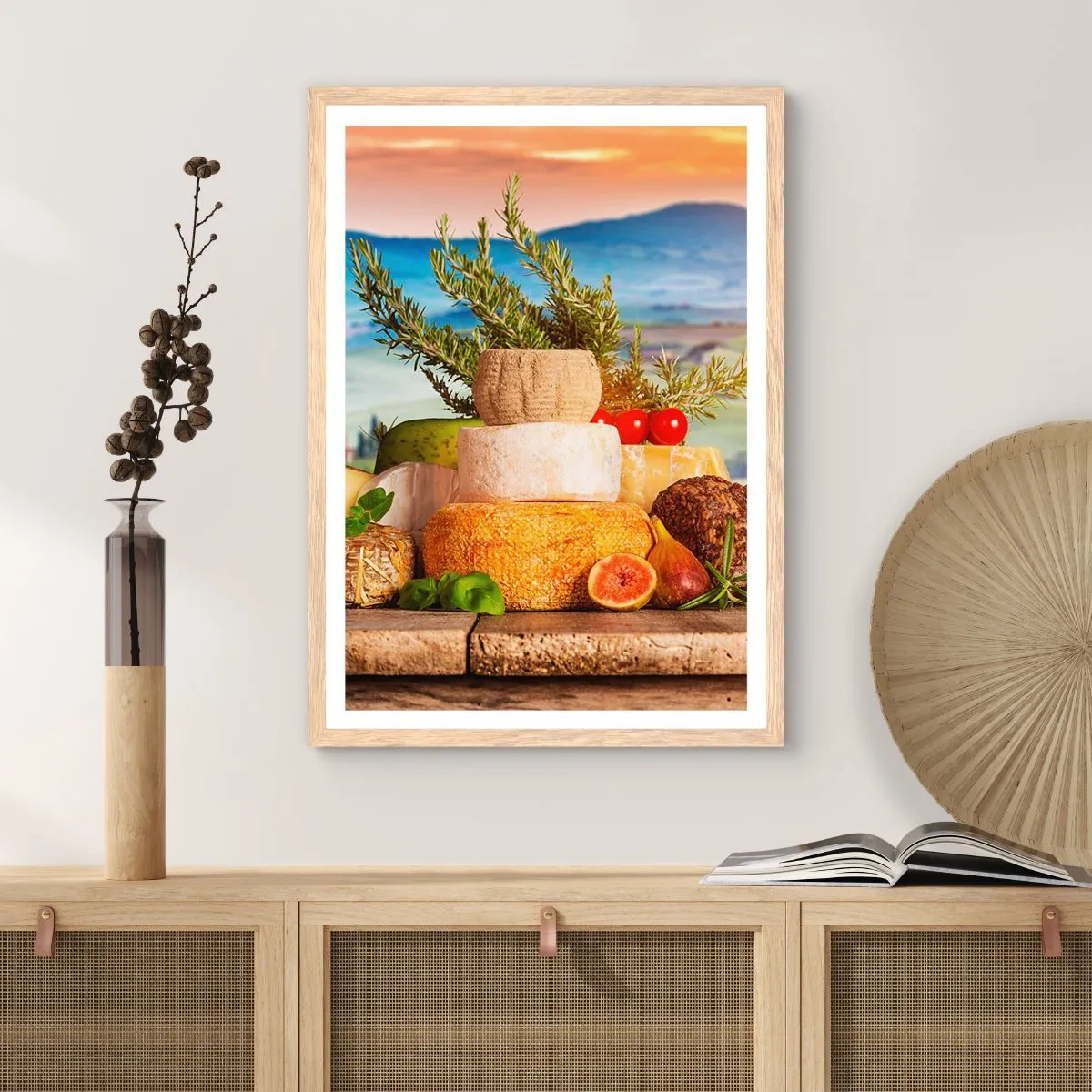 Affiche dans un chêne clair - Poster - La joie de vivre à l'italienne - 70x100 cm