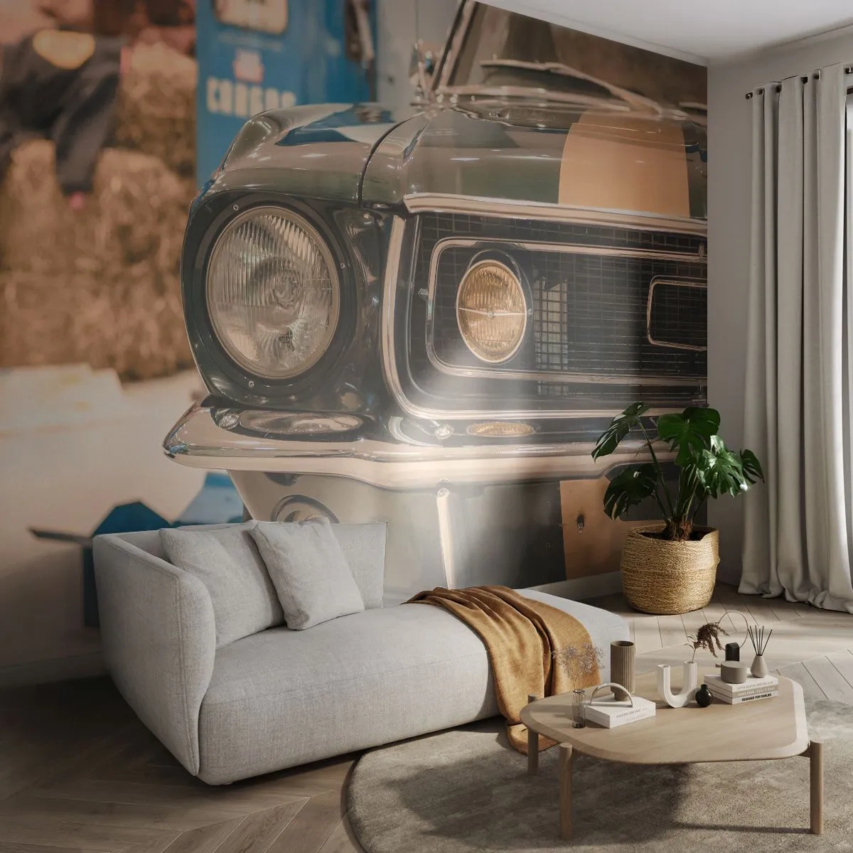 Papier Peint Autocollant Deluxe Sticker - Rencontre avec une légende - Voiture, Automobile, Vieille école - 250x175 cm