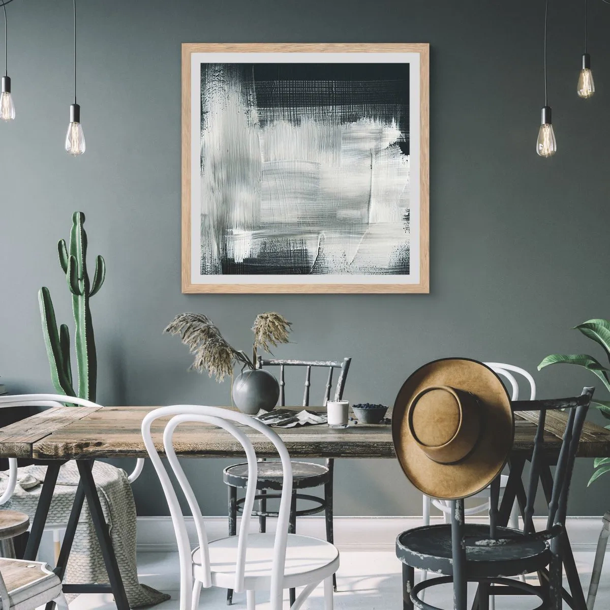 Affiche dans un chêne clair - Poster - Tissé à la verticale et à l'horizontale - 40x40 cm