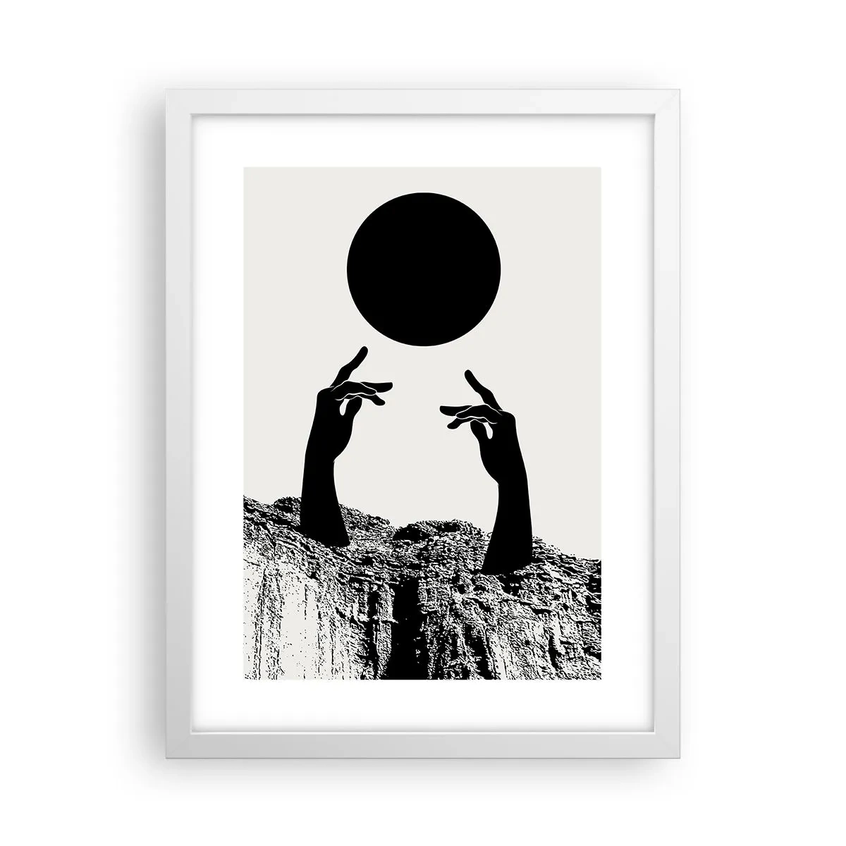 Affiche dans un cadre blanc - Poster - Composition surréaliste : le soleil et le reste - 30x40 cm