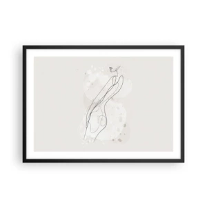 Affiche dans un cadre noir - Poster - Une esquisse de silhouette subtile dans un style minimaliste - 70x50cm - Trompe l'oeil - Décoration murale moderne pour le salon et la chambre ARTTOR