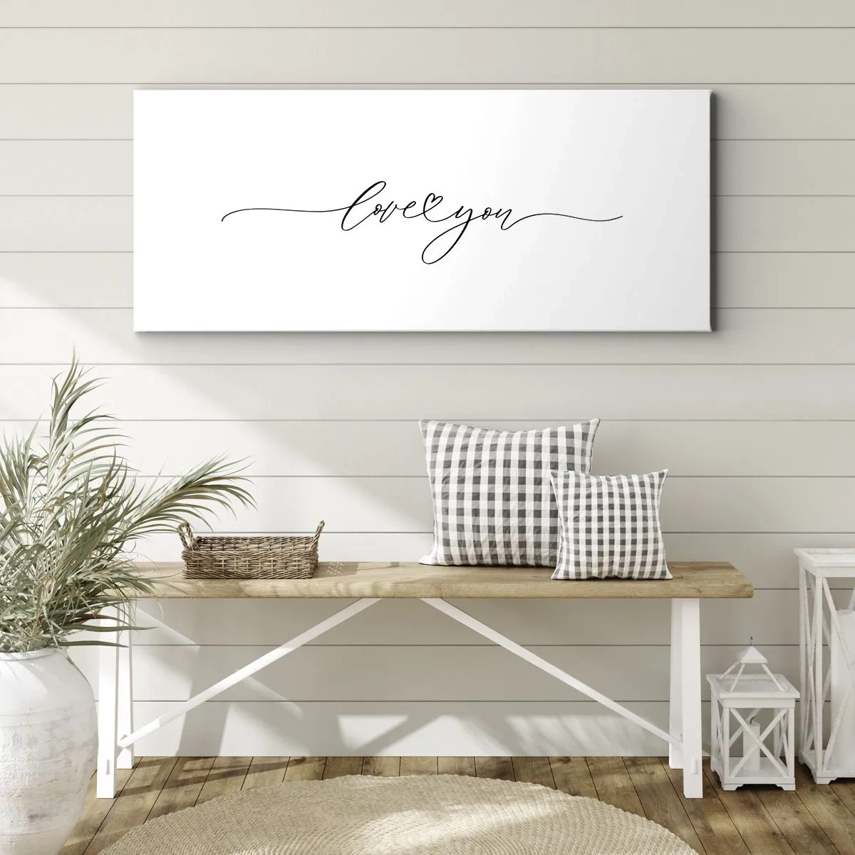 Impression sur toile - Image sur toile - Noir sur blanc - 90x30 cm