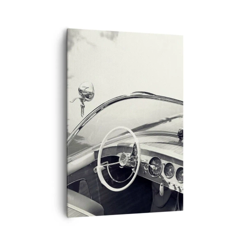 Impression sur toile - Image sur toile - Intérieur de voiture classique de style monochrome - 70x100cm - Temps pour riche - Décoration murale moderne pour le salon et la chambre ARTTOR