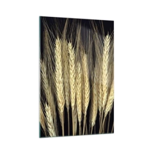 Impression sur verre - Image sur verre - Épis de blé sur fond noir dans un style rustique - 70x100cm - Magie rustique - Décoration murale moderne pour le salon et la chambre ARTTOR