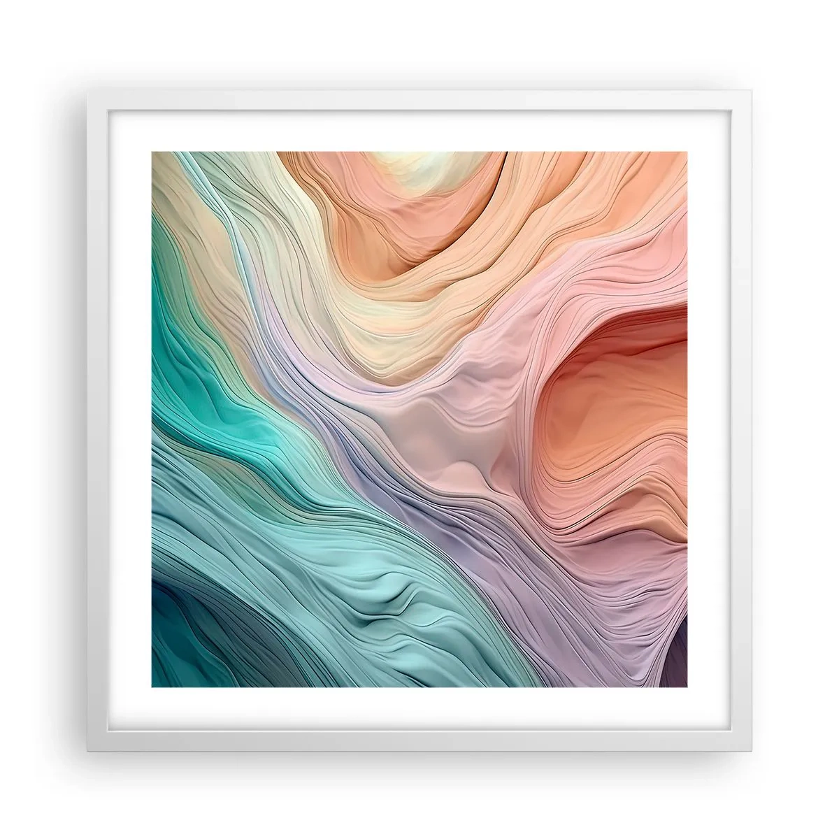 Affiche dans un cadre blanc - Poster - Vague arc-en-ciel - 50x50 cm