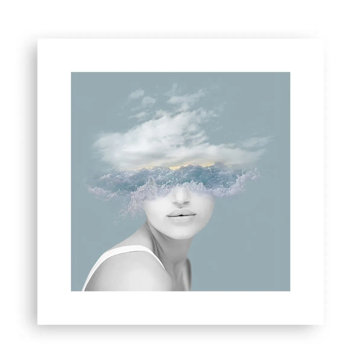 Affiche - Poster - La tête dans les nuages - 30x30 cm