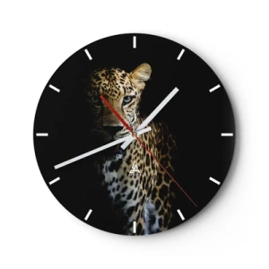 Horloge murale - Pendule murale - Panthère sur fond noir à mi-ombre - 30x30cm - Beauté sombre - Décoration murale moderne pour le salon, la cuisine et la chambre ARTTOR
