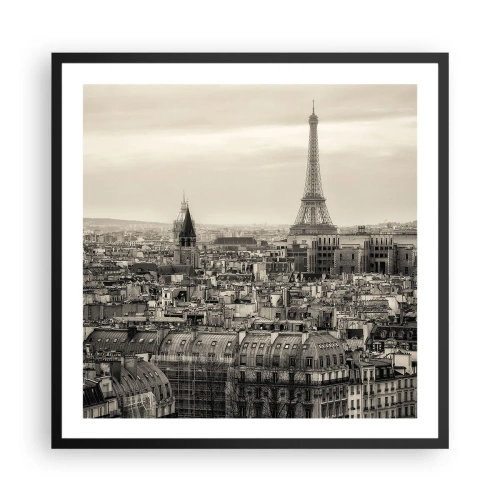 Affiche dans un cadre noir - Poster - Sur les toits de Paris - 60x60 cm