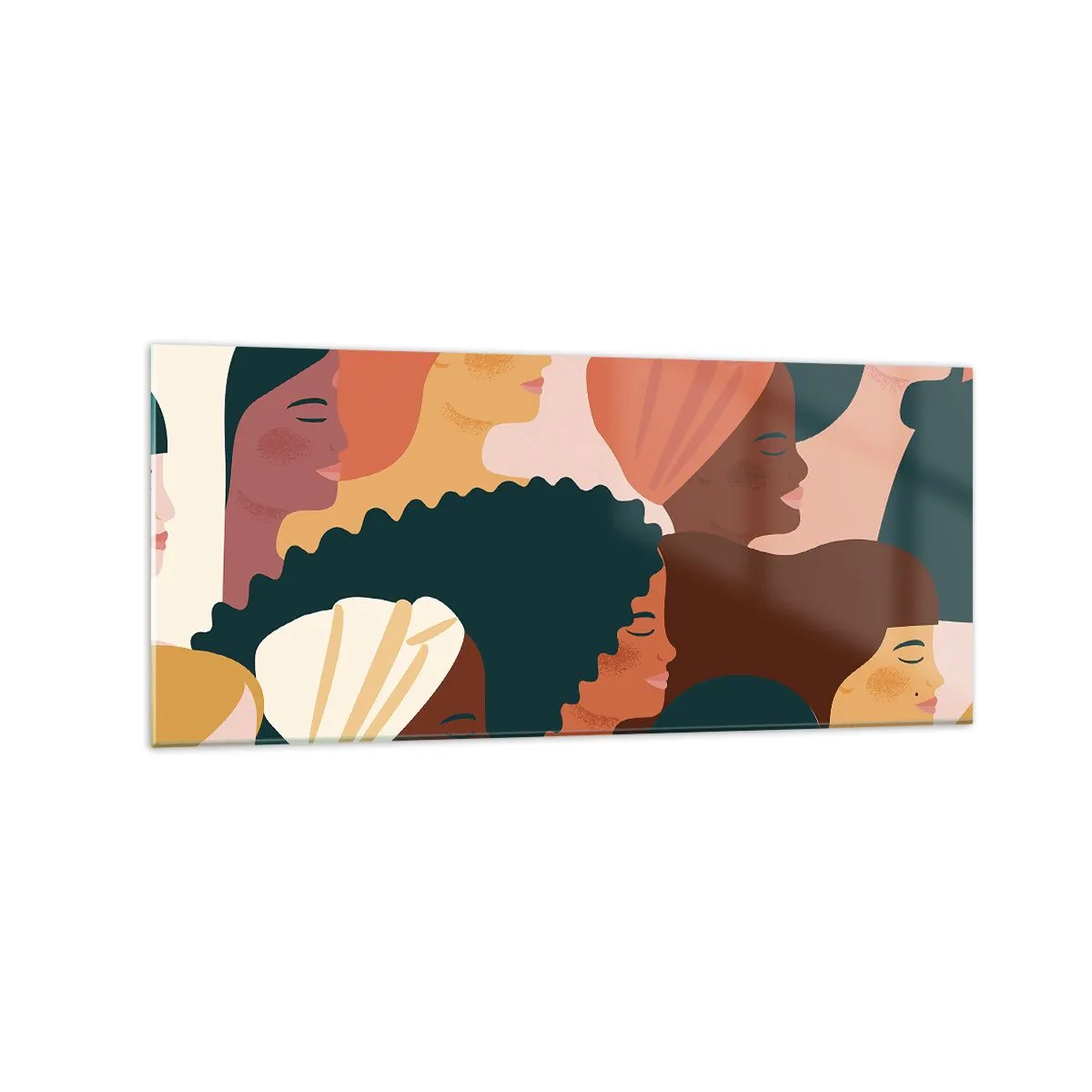 Impression sur verre - Image sur verre - Profils colorés de femmes aux styles variés - 120x50cm - Uniquement la féminité - Décoration murale moderne pour le salon et la chambre ARTTOR
