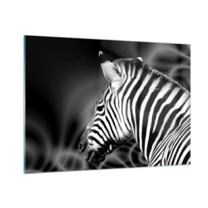 Impression sur verre - Image sur verre - Zèbre en esthétique noir et blanc - 100x70cm - Blanc c'est blanc et noir c'est noir - Décoration murale moderne pour le salon et la chambre ARTTOR