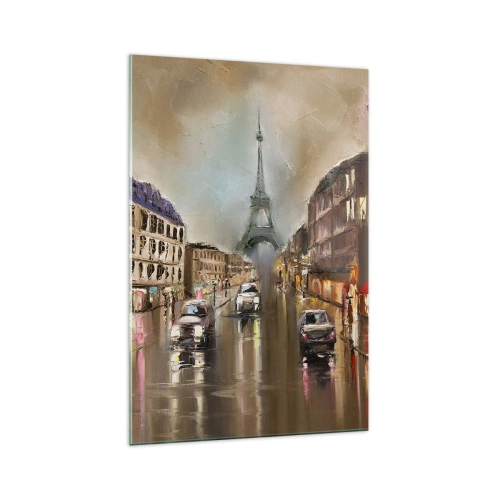 Impression sur verre - Image sur verre - Paysage urbain nocturne de Paris avec vue sur la Tour Eiffel - 70x100cm - Elle seule compte - Décoration murale moderne pour le salon et la chambre ARTTOR