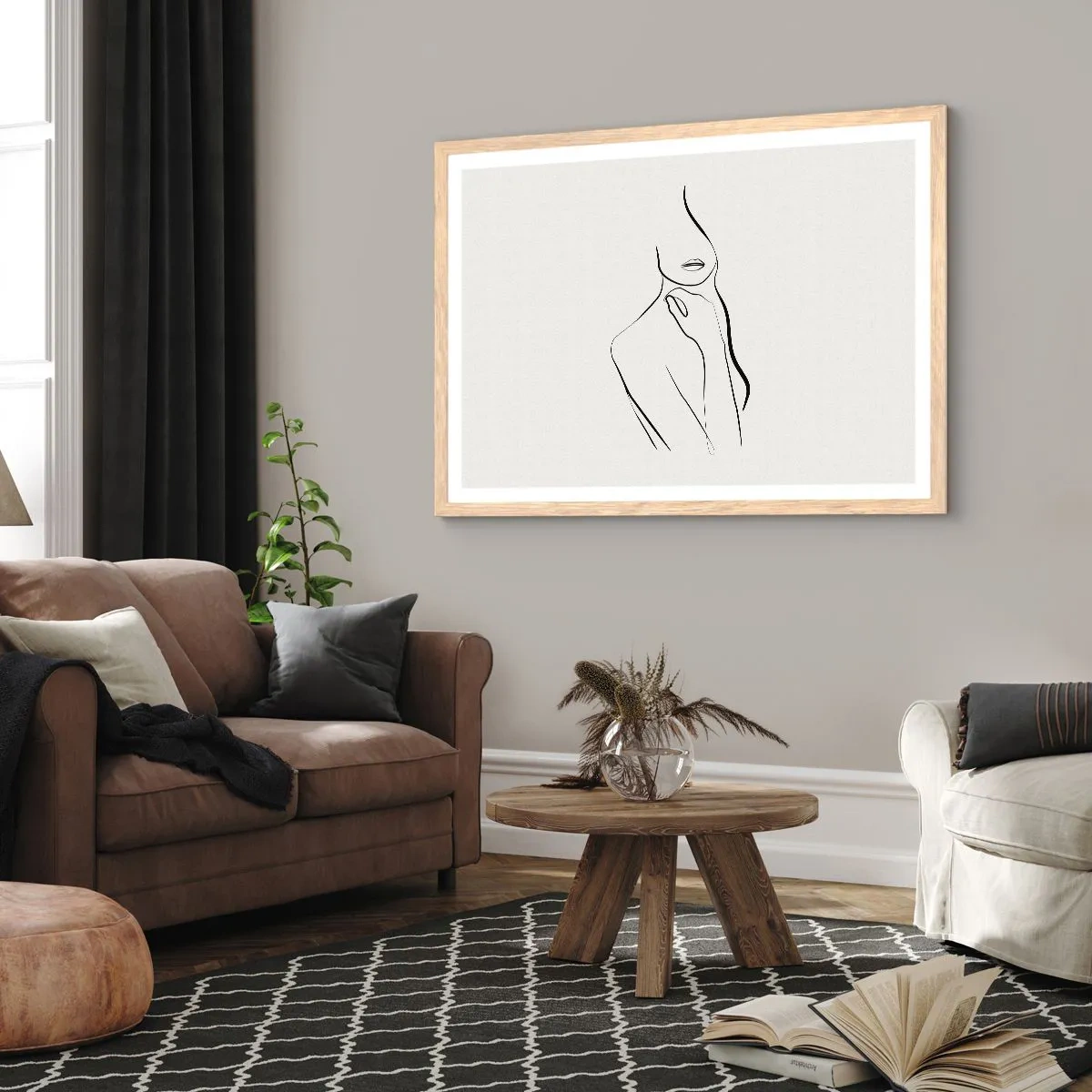 Affiche dans un chêne clair - Poster - Vague de mélancolie - 100x70 cm