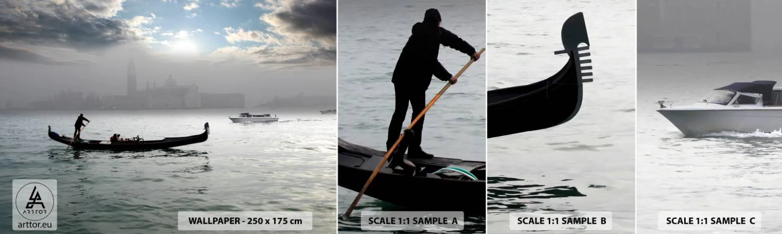 Échantillon De Papier Peint Standard Eco - Une ville fabuleuse faite d'eau et de brouillard - Paysage, Ville, Venise - 100x30 cm