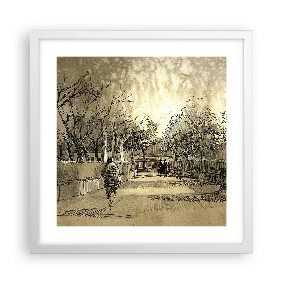 Affiche dans un cadre blanc - Poster - Un moment arrêté avec une plume - 40x40 cm