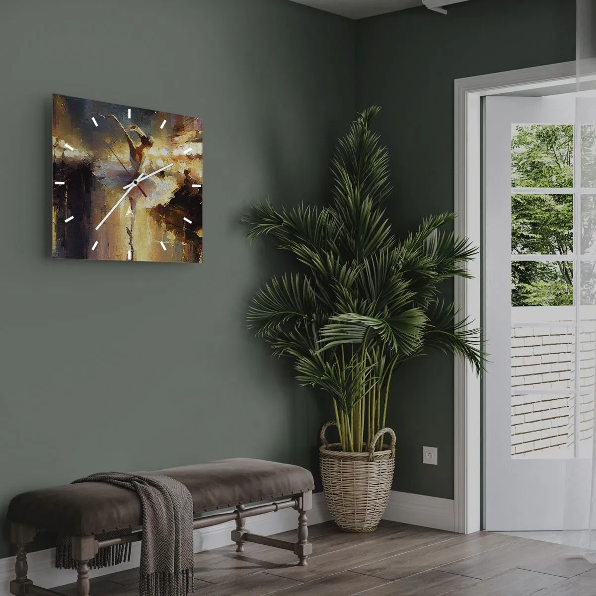 Horloge murale - Pendule murale - Une ballerine dansant devant une scène éclairée - 30x30cm - Miracle dans la rue - Décoration murale moderne pour le salon et la chambre ARTTOR