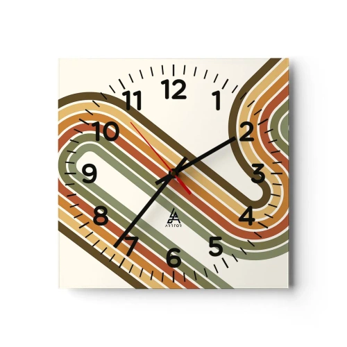 Horloge murale - Pendule murale - En zig zag vers le but - 30x30 cm