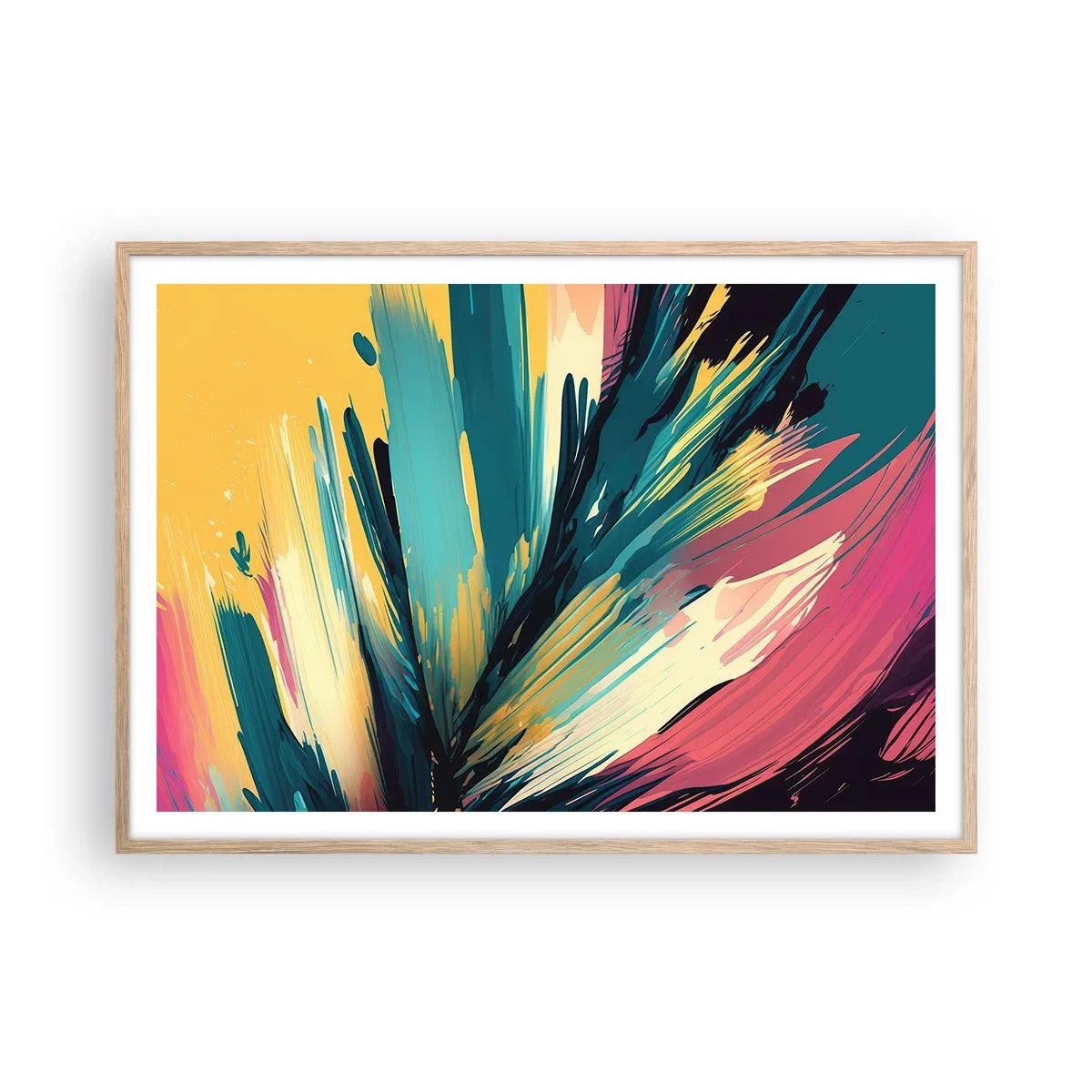Affiche dans un chêne clair - Poster - Composition – une explosion de joie - 100x70 cm