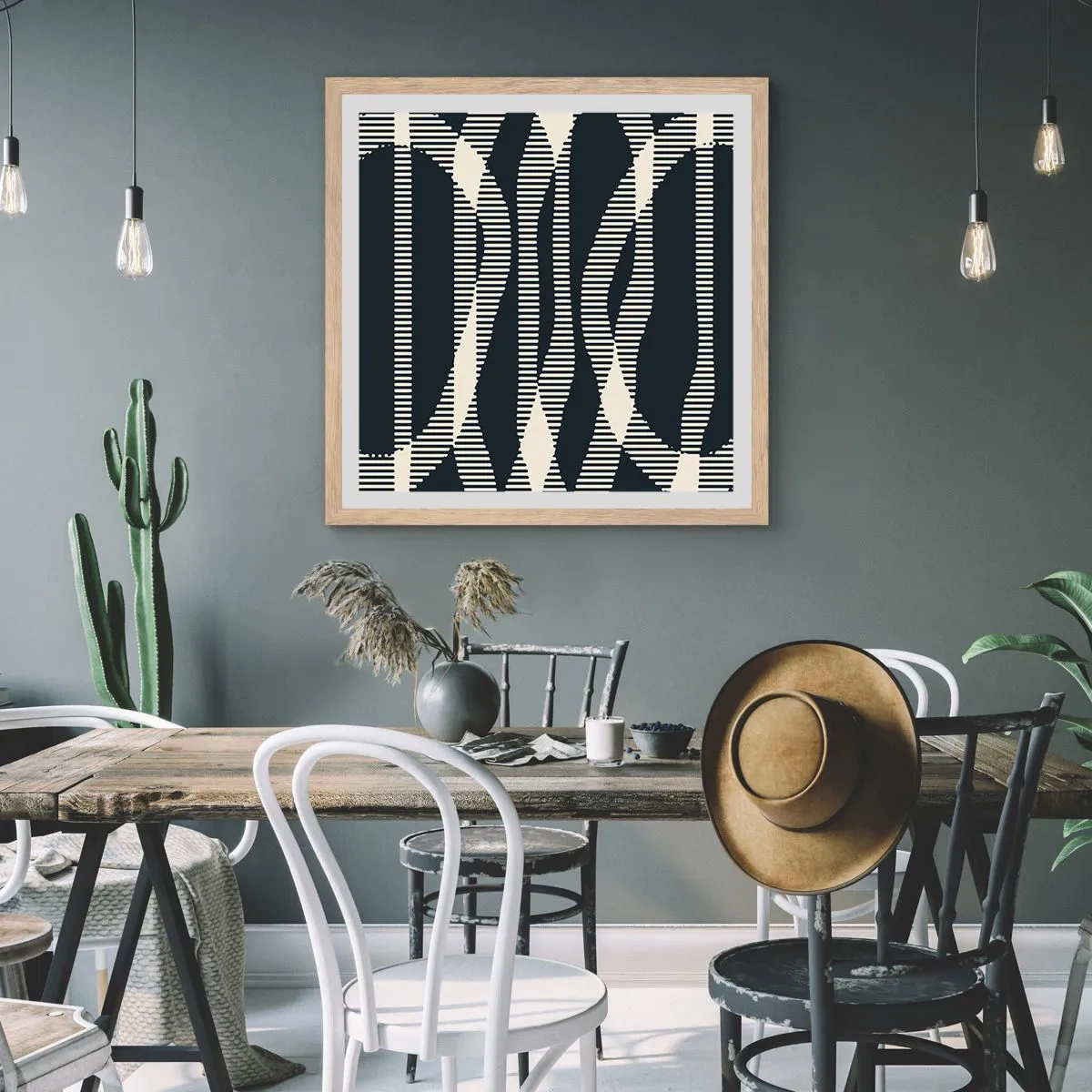 Affiche dans un chêne clair - Poster - Une tentative de briser l'obscurité - 30x30 cm