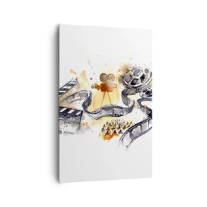 Impression sur toile - Image sur toile - Le symbolisme du cinéma avec une pellicule dans une aquarelle artistique - 80x120cm - Au pays des rêves - Décoration murale moderne pour le salon et la chambre ARTTOR