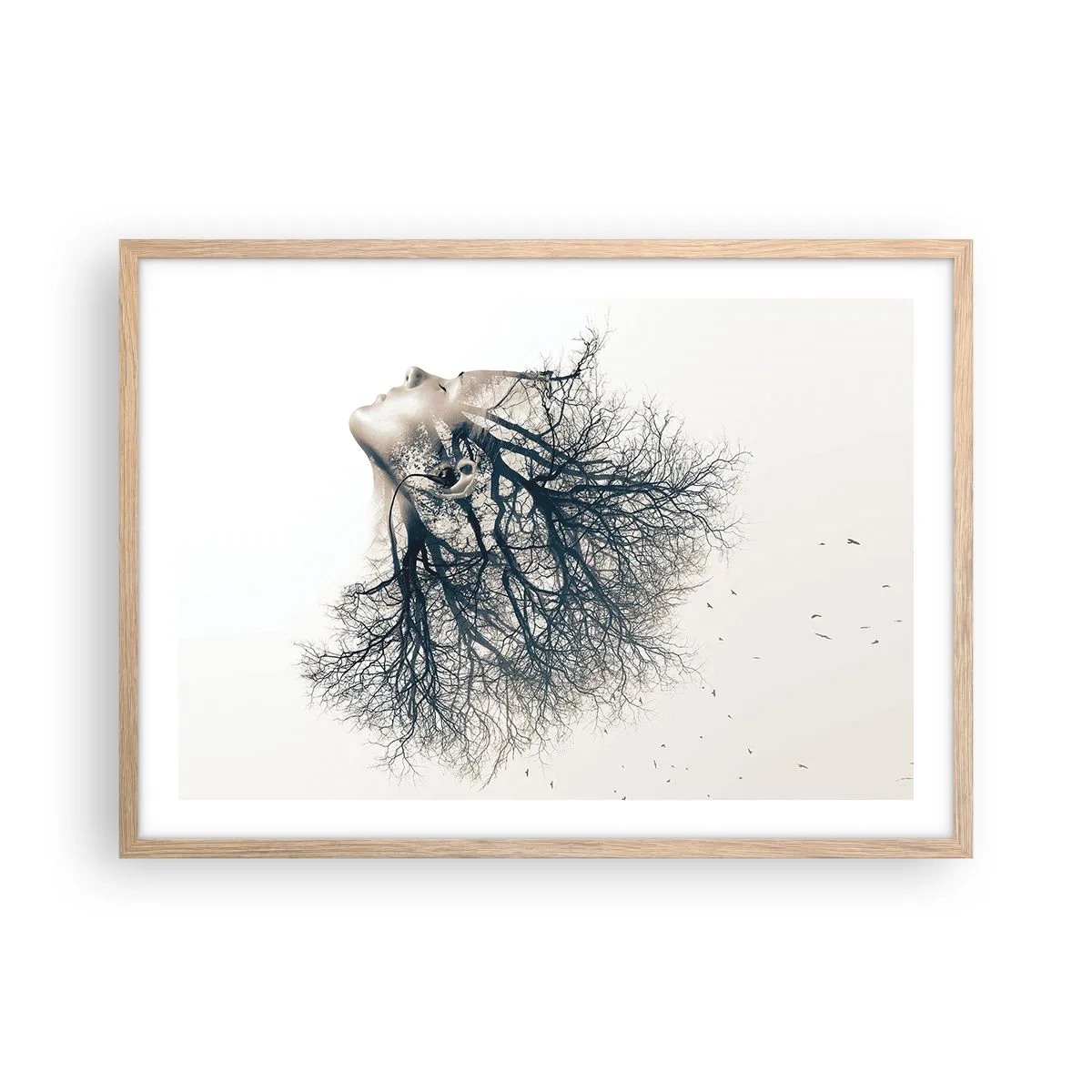 Affiche dans un chêne clair - Poster - Écouter le murmure des arbres - 70x50 cm