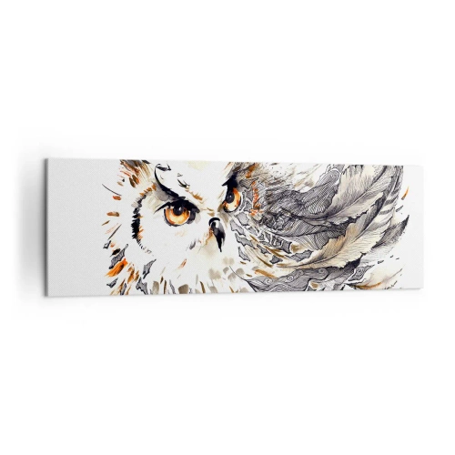 Impression sur toile - Image sur toile - Un hibou aux plumes mystiques sous forme d'aquarelle artistique - 160x50cm - Elle vient du monde de la magie - Décoration murale moderne pour le salon et la chambre ARTTOR