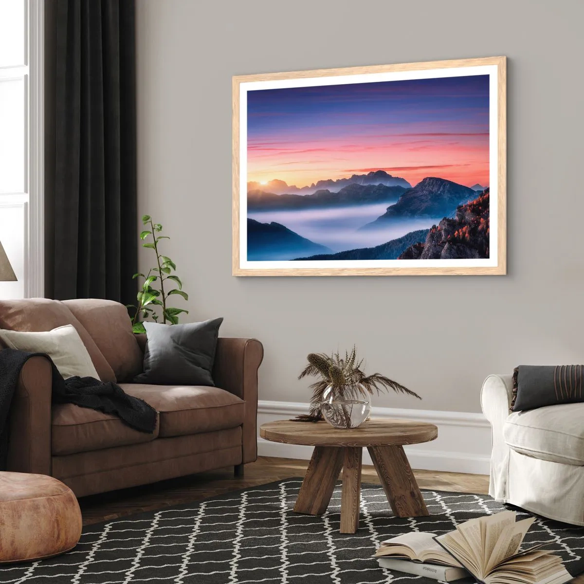 Affiche dans un chêne clair - Poster - Au-dessus des vallées - 50x40 cm