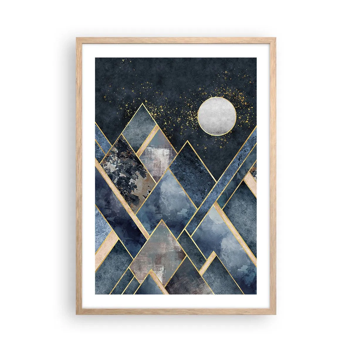 Affiche dans un chêne clair - Poster - Paysage géométrique - 50x70 cm