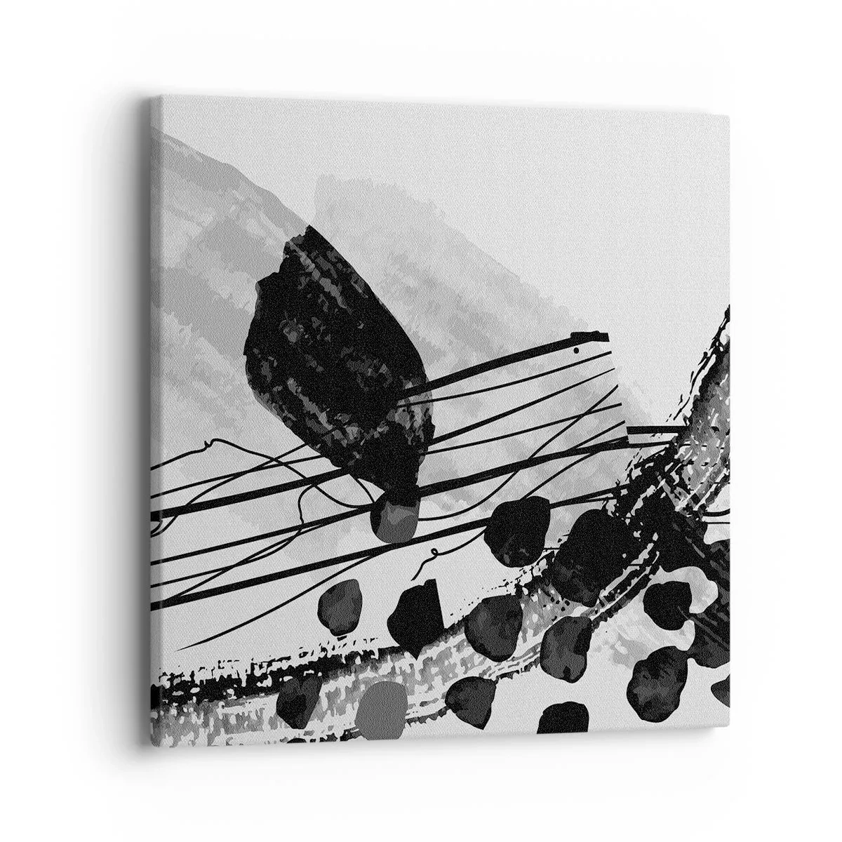 Impression sur toile - Image sur toile - Abstraction organique noir et blanc - 40x40 cm