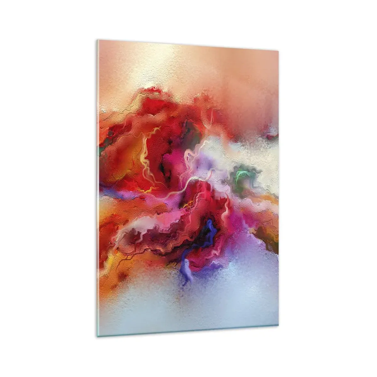 Impression sur verre - Image sur verre - Abstraction colorée avec une composition dynamique - 80x120cm - Comment attraper des rêves - fumée - Décoration murale moderne pour le salon et la chambre ARTTOR