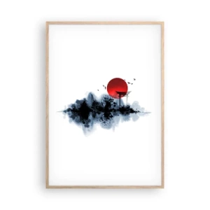 Affiche dans un chêne clair - Poster - Vue japonnaise - 70x100 cm