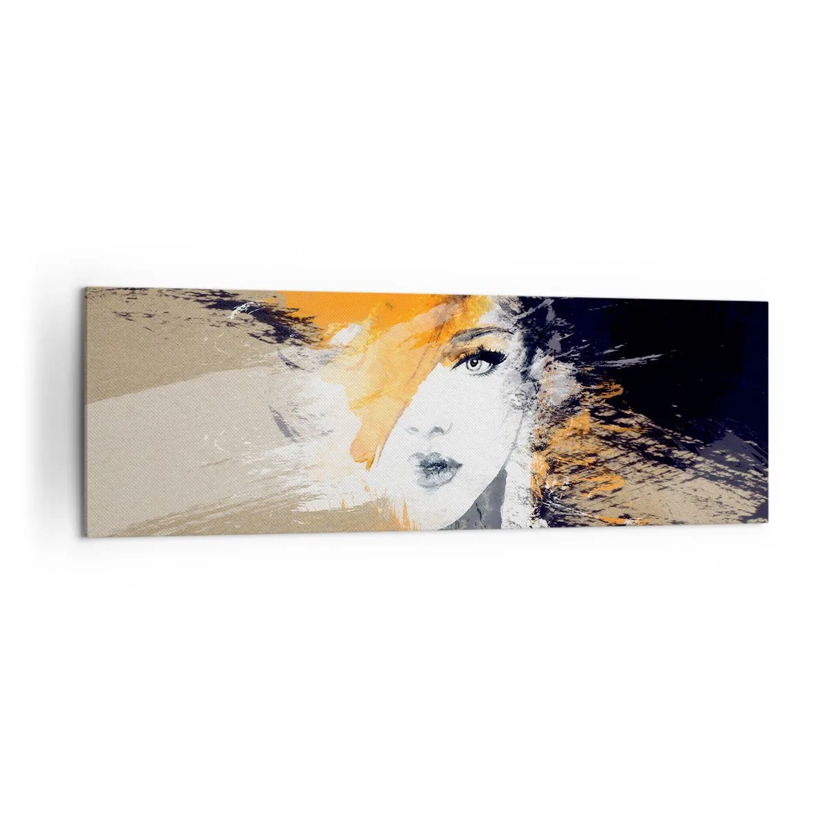Impression sur toile - Image sur toile - Portrait abstrait d'une femme aux couleurs intenses - 160x50cm - Et la lumière fut - Décoration murale moderne pour le salon et la chambre ARTTOR