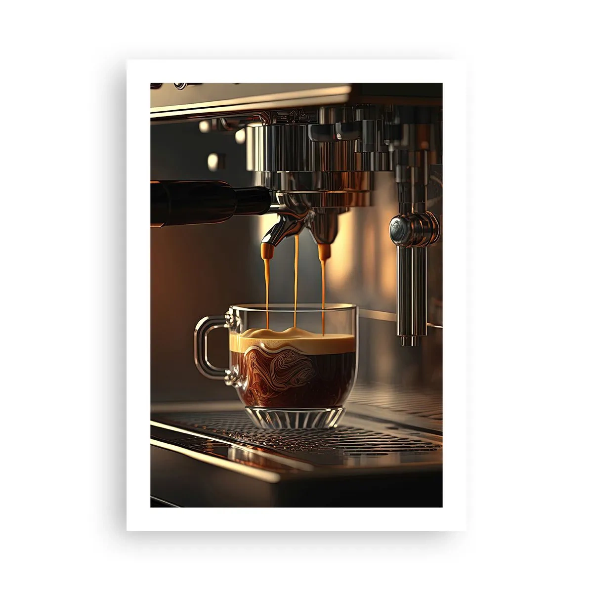 Affiche - Poster - Une machine à café versant de l'espresso dans une tasse - 50x70cm - Un mélange sensuel - Décoration murale moderne pour le salon et la chambre ARTTOR