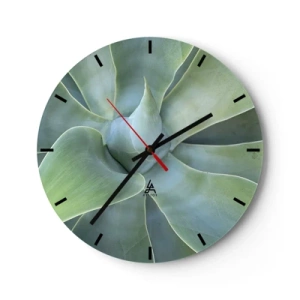Horloge murale - Pendule murale - Gros plan de la disposition en spirale des feuilles succulentes - 30x30cm - La naissance de la verdure - Décoration murale moderne pour le salon, la cuisine et la chambre ARTTOR