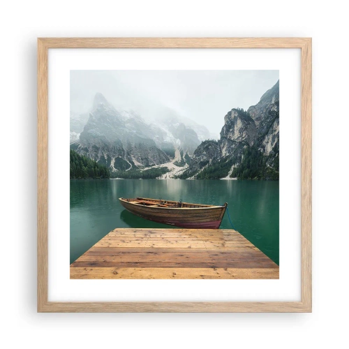 Affiche dans un chêne clair - Poster - Faire face à la fierté des rochers - 40x40 cm