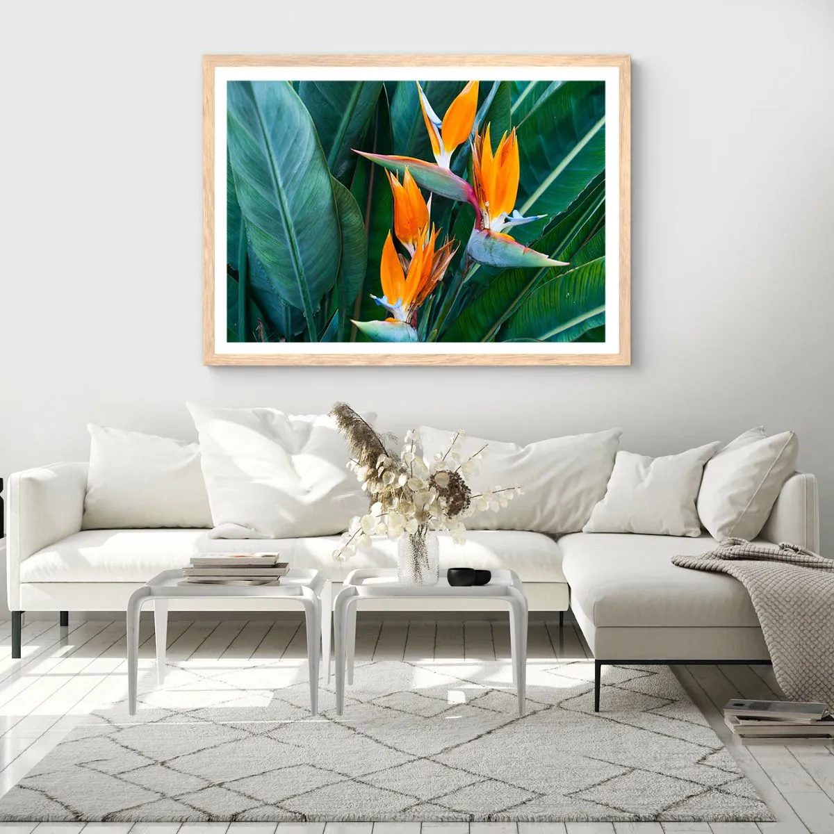 Affiche dans un chêne clair - Poster - Est-ce une fleur, est-ce un oiseaux? - 91x61 cm