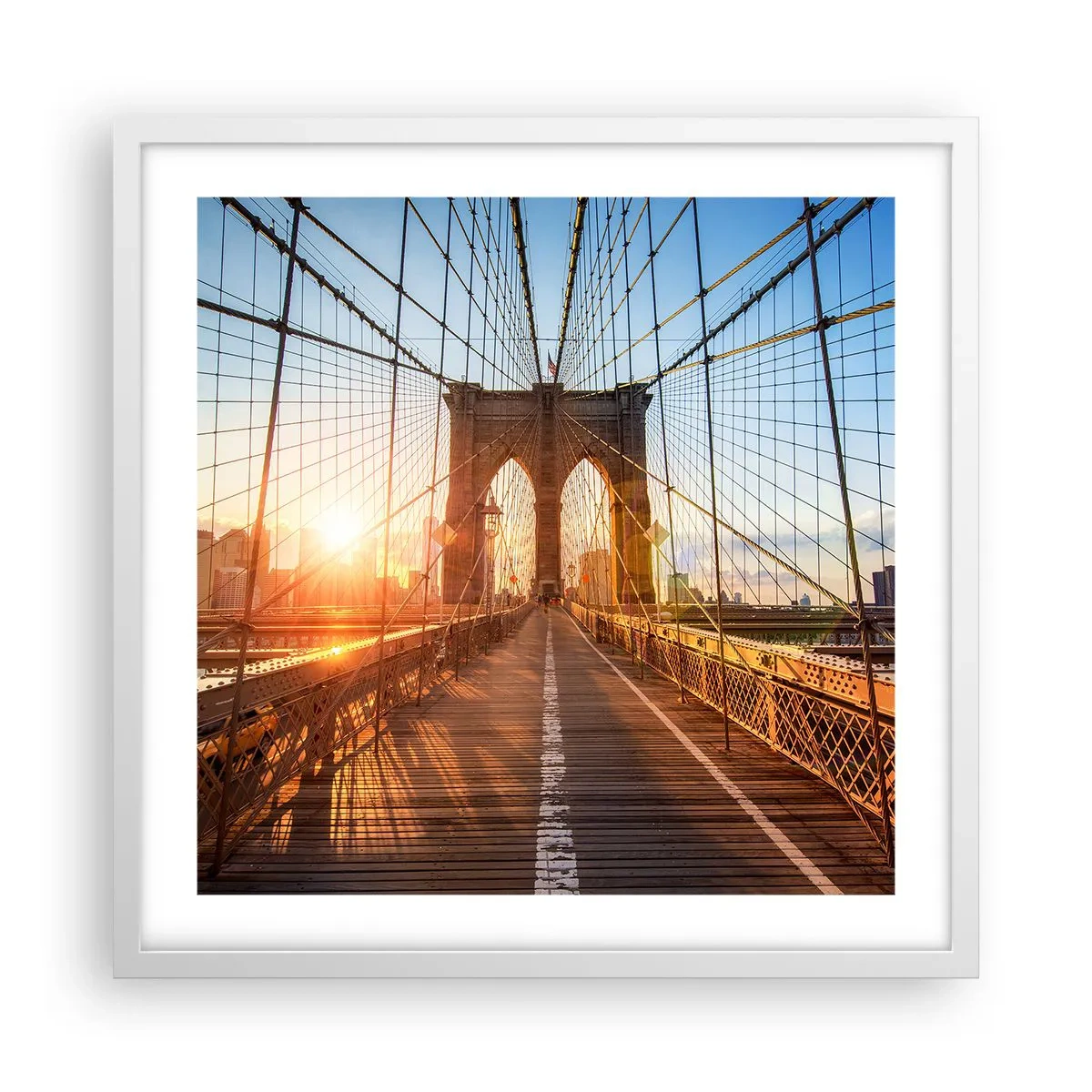 Affiche dans un cadre blanc - Poster - Sur le pont d'or - 50x50 cm