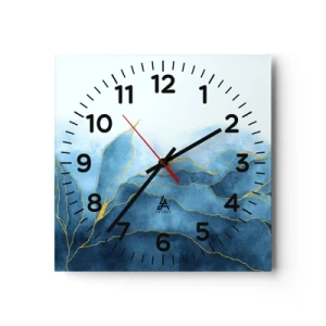Horloge murale - Pendule murale - Bleu doré - 30x30 cm