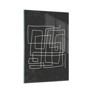 Impression sur verre - Image sur verre - Motif géométrique abstrait sur fond sombre - 80x120cm - Pas aussi simple - Décoration murale moderne pour le salon et la chambre ARTTOR