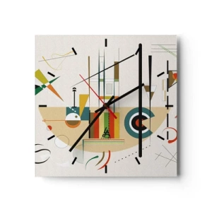 Horloge murale - Pendule murale - Abstraction colorée avec des formes géométriques - 30x30cm - Et le monde s’amuse - Décoration murale moderne pour le salon et la chambre ARTTOR