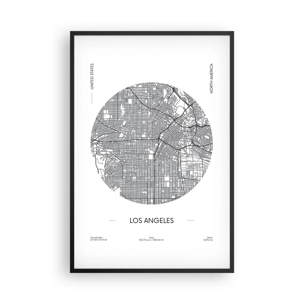Affiche dans un cadre noir - Poster - Anatomie de Los Angeles - 61x91 cm