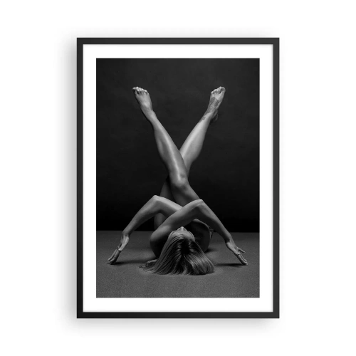 Affiche dans un cadre noir - Poster - Une interprétation artistique d'une silhouette féminine en noir et blanc - 50x70cm - Géométrie de la nudité - Décoration murale moderne pour le salon et la chambre ARTTOR