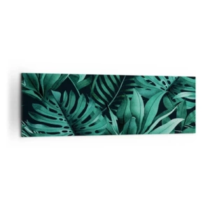 Impression sur toile - Image sur toile - Feuilles tropicales aux nuances de vert intense - 160x50cm - Profondeur du vert tropical - Décoration murale moderne pour le salon et la chambre ARTTOR