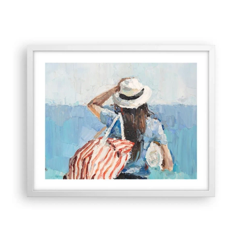 Affiche dans un cadre blanc - Poster - Bienvenue à vos vacances - 50x40 cm