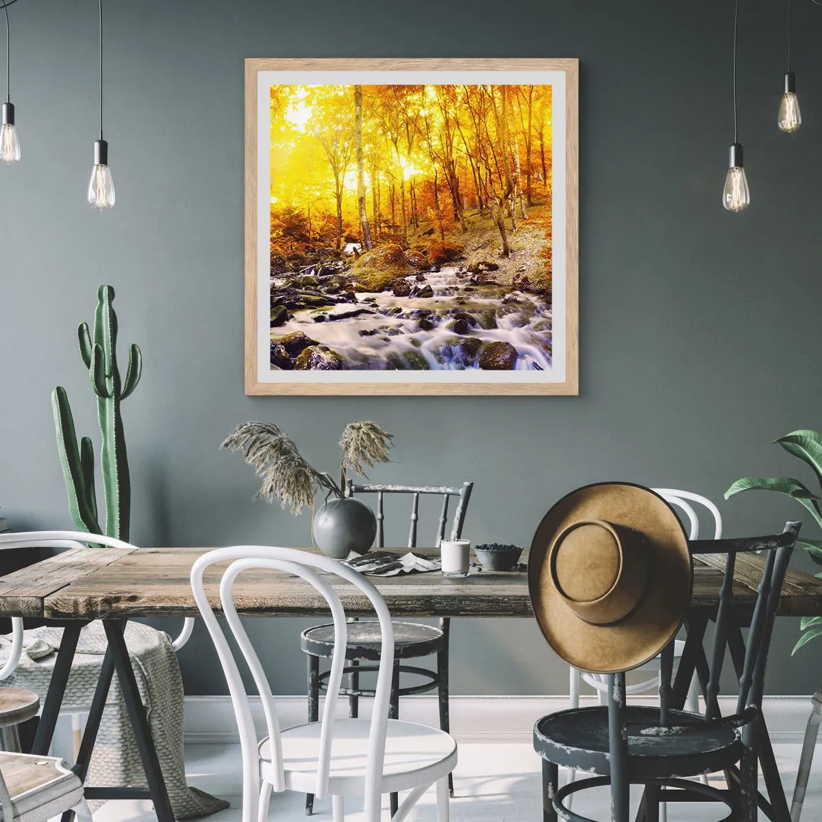 Affiche dans un chêne clair - Poster - Pierres serties d'or et de platine - 30x30 cm