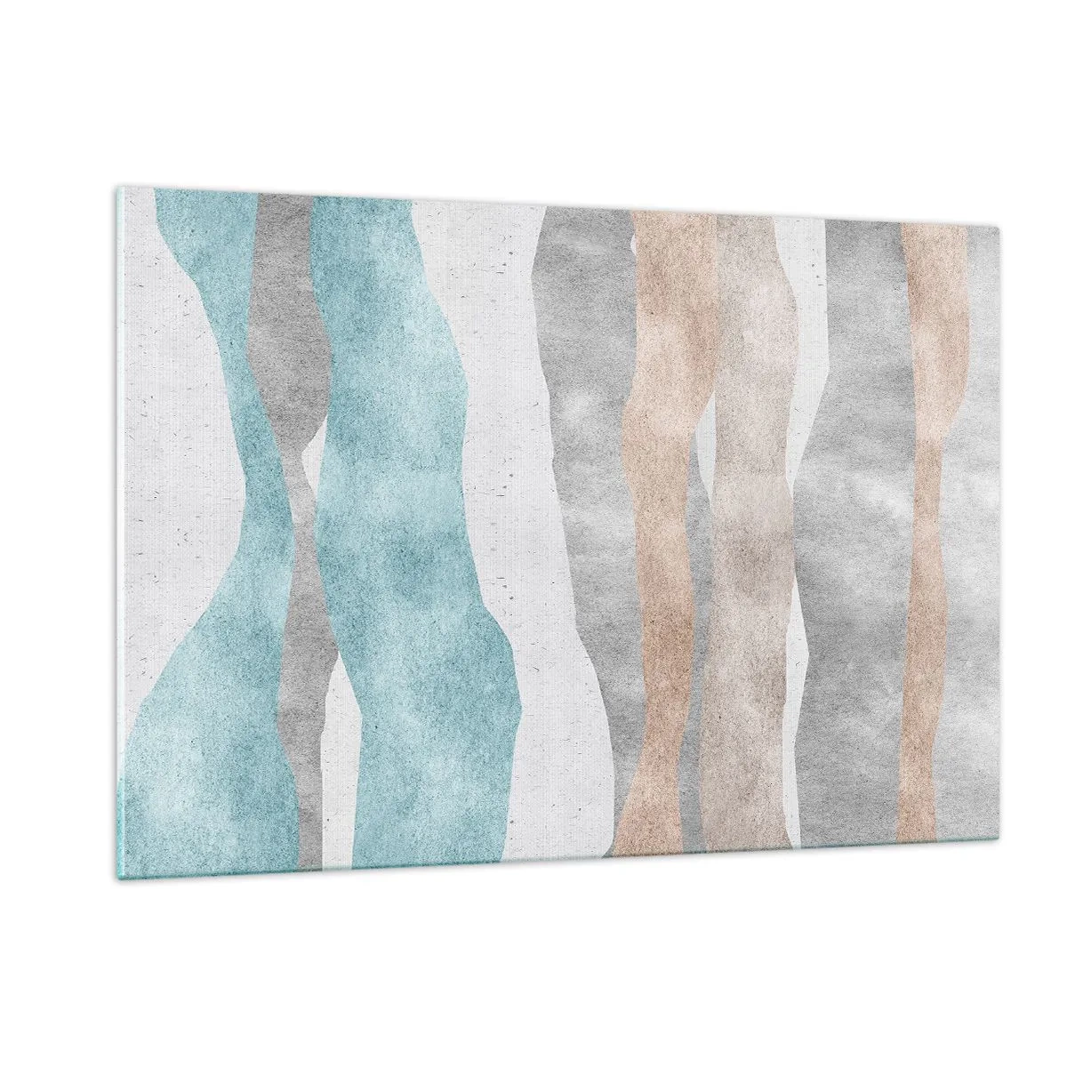 Impression sur verre - Image sur verre - Rayures délicates dans les tons beige et bleu - 120x80cm - Une étude de proximité - Décoration murale moderne pour le salon et la chambre ARTTOR