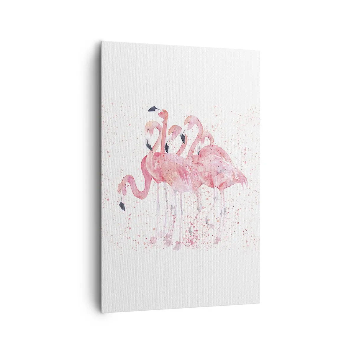 Impression sur toile - Image sur toile - Flamants roses dans un style aquarelle artistique - 80x120cm - Ensemble rose - Décoration murale moderne pour le salon et la chambre ARTTOR