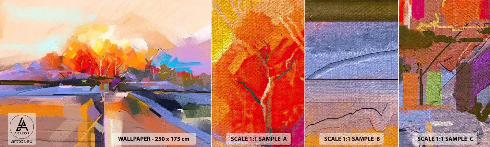 Échantillon de Papier Peint Premium Canvas - L'automne est arrivé - Paysage, Morceau, Nature - 100x30 cm