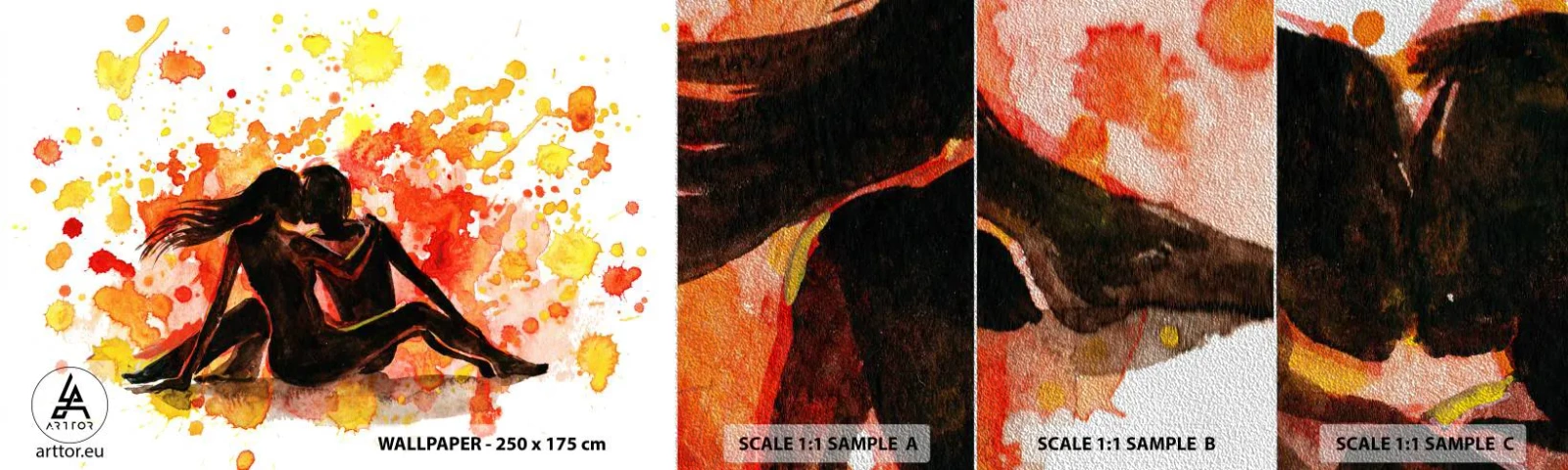 Échantillon de Papier Peint Premium Sand - Et la lumière fut - Personnes, Baiser, Couple d'amoureux - 100x30 cm